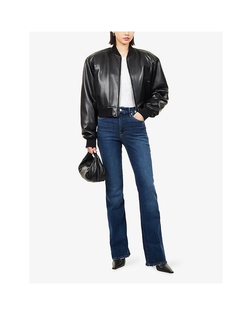 GOOD AMERICAN Blue Good Classic Slim Bootcut Stretch-Denim Jeans