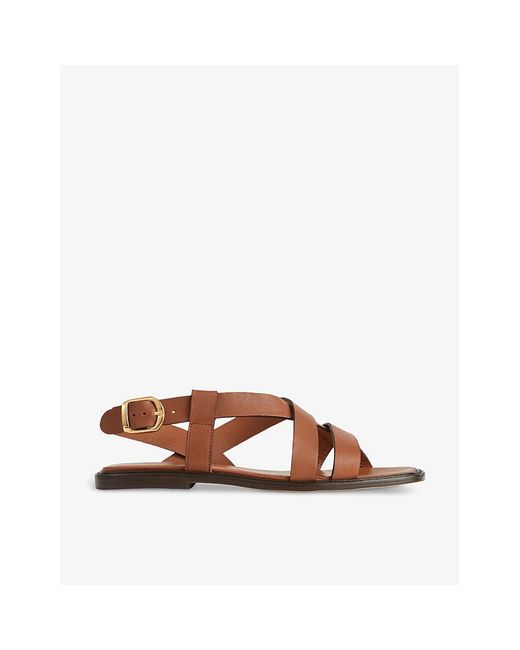 L.K.Bennett Brown Telma-strap Flat Leather Sandals