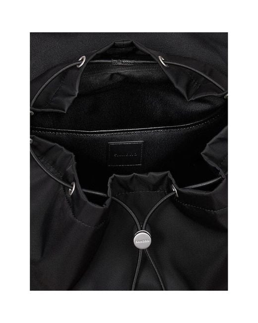 Sandro Black Logo-Plaque Woven Backpack for men