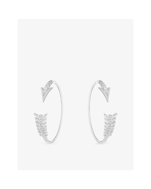 Boucheron White Fleche 18Ct- And 1.83Ct Diamond Hoop Earrings