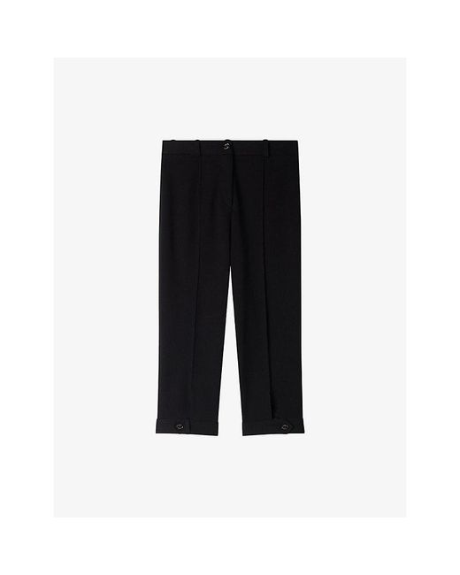 Sandro Black High-Rise Knee-Length Woven Shorts