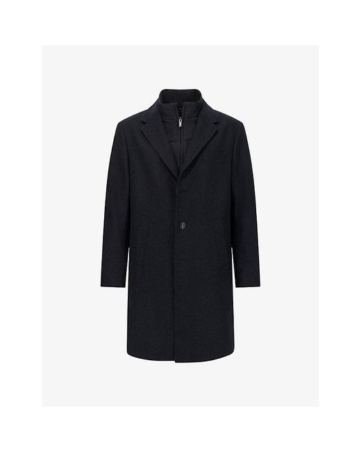 Boggi Blue Gilet Regular-Fit Wool-Blend Coat for men