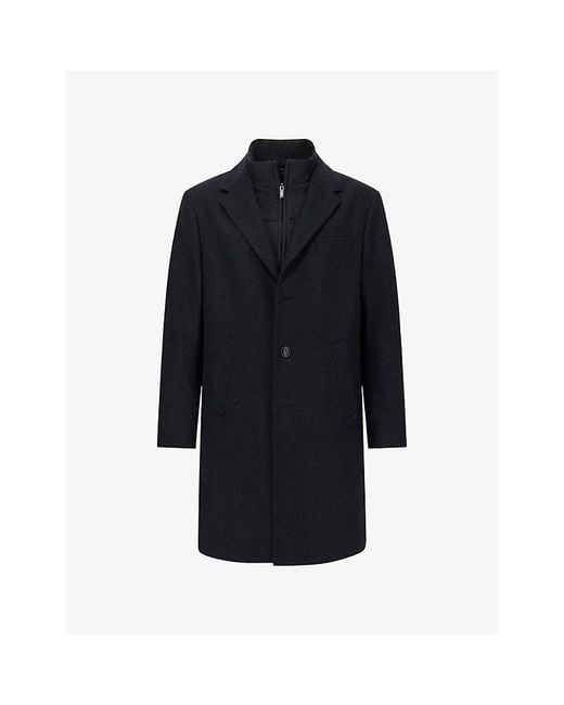Boggi Blue Gilet Regular-Fit Wool-Blend Coat for men