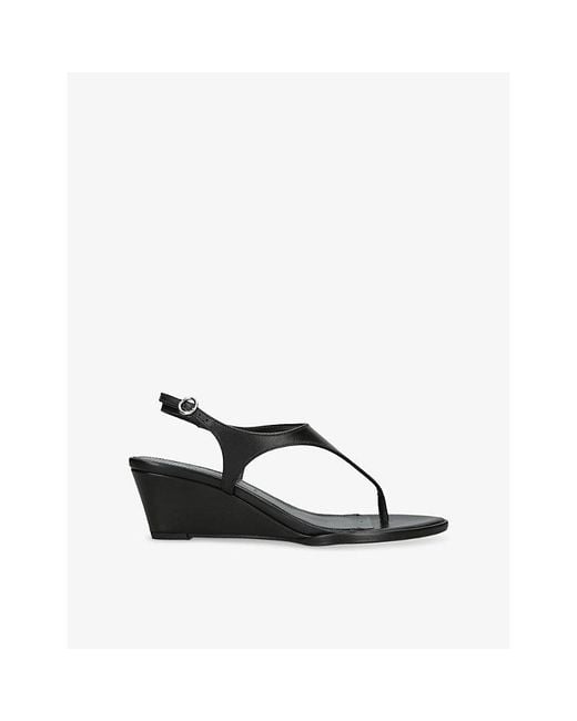 Aeyde Black Roose Leather Wedge Sandal