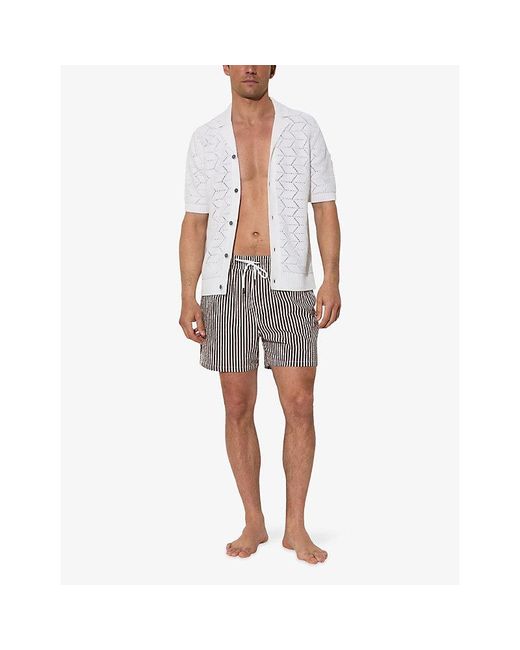 Reiss Gray Bay Striped Swim Shorts for men