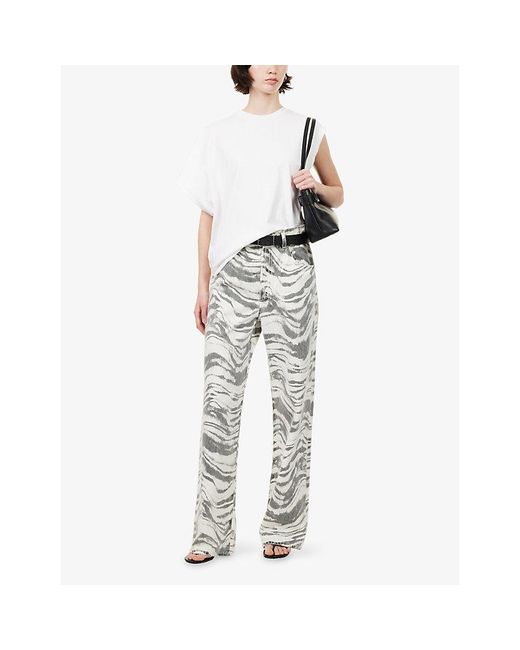 Agolde White Lyonne Printed Denim Jeans