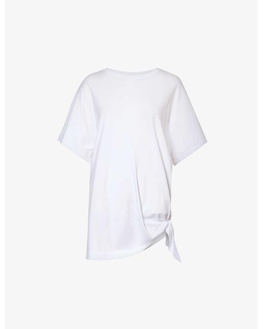 Dries Van Noten White Relaxed-fit Knot-detail Cotton-jersey T-shirt