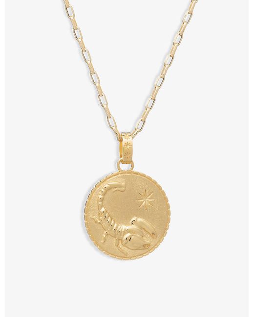 Rachel Jackson Metallic Womens 22 Carat Gold Plated Zodiac Art Coin Scorpio Long 22ct Gold-plated Sterling Silver Necklace 1size