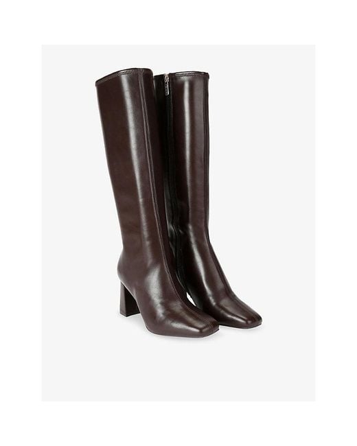 Carvela Kurt Geiger Black Rometta Faux-Leather Heeled Knee-High Boots