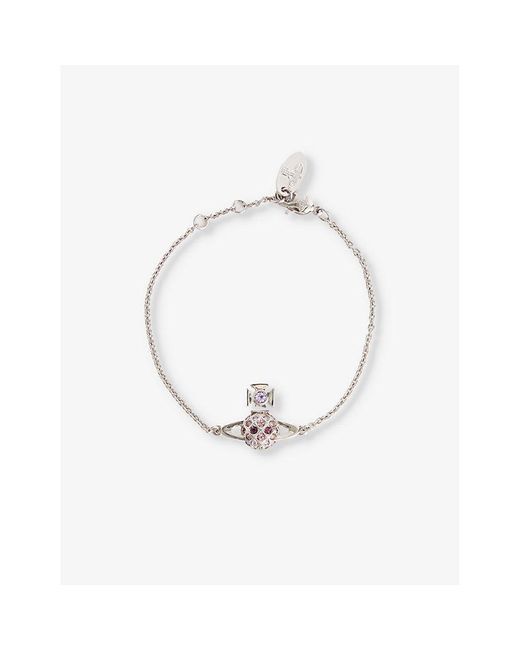 Vivienne Westwood White Willa Bas Relief Silver-tone Brass And Crystal-embellished Bracelet