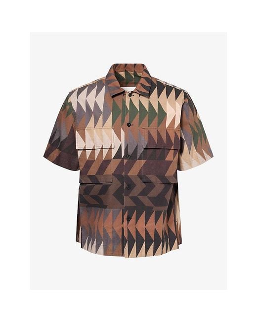 Sacai Brown X A.P.C Quilts Cotton Shirt for men