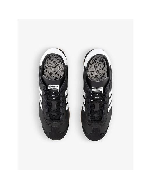 Adidas Originals Black Country Og Brand-stamp Leather Low-top Trainers for men