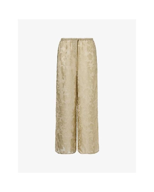 Pretty Lavish Natural Inca Floral Woven Trousers