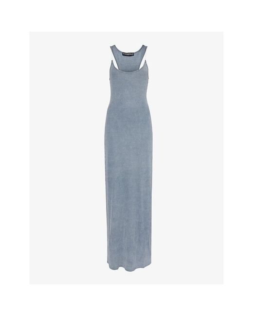 Y. Project Blue Invisible-strap Slim-fit Cotton-jersey Maxi Dress
