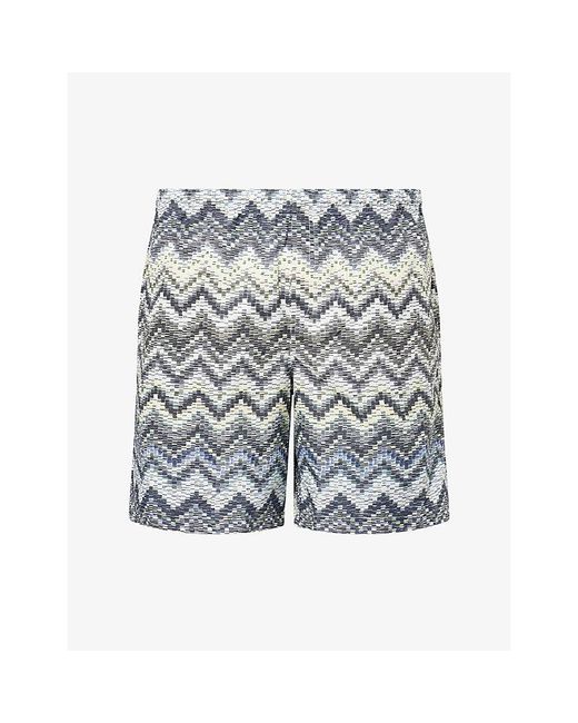 Missoni Gray Mid-Length Zig-Zag Print Swim Shorts for men