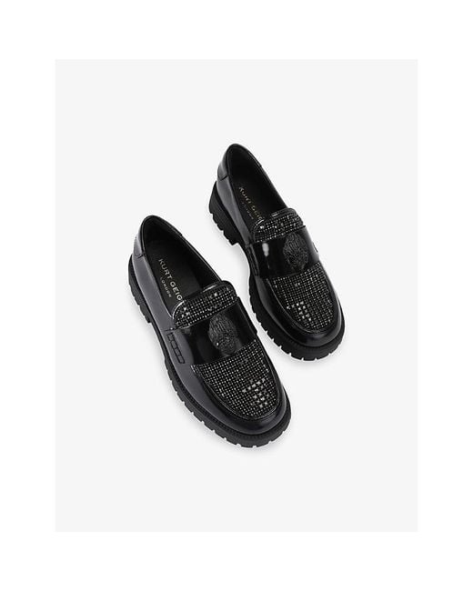 Kurt Geiger Black Eagle Crystal Patent-Leather Loafers