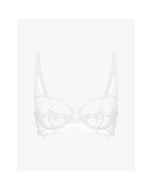 Simone Perele White Intrigue Underwired Lace Half-Cup Bra