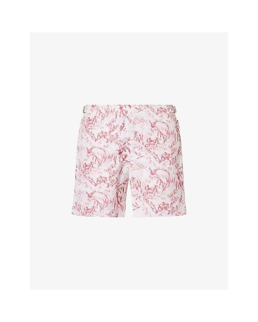 Orlebar Brown Pink Bulldog Printed Swim Shorts for men