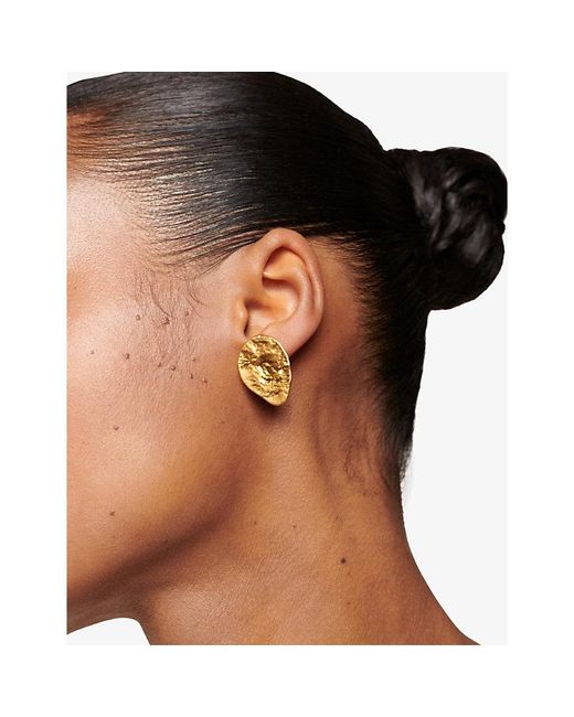 Monica Vinader Metallic Capri Teardrop 18Ct-Plated Vermeil Sterling- Stud Earrings