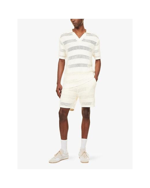 Raith White Frattina Crochet Cotton-Knit Polo Top for men