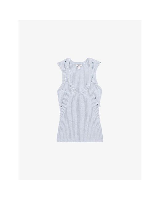 Reiss Blue Alethia Twist-Strap Knitted Vest