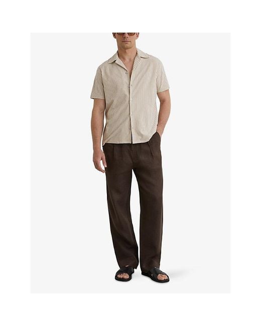 Reiss Natural Aurelia Striped Stretch Cotton-Blend Shirt for men