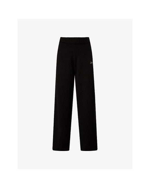 Ru & Rocka Black Oversized Brand-Embroidered Knitted Jogging Bottoms