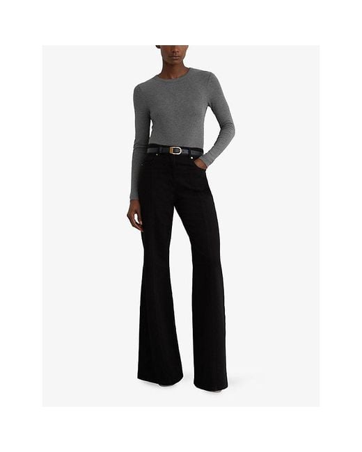 Reiss Gray Arabelle Round-Neck Stretch-Jersey Top