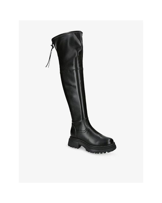 Steve Madden Black Road Over-The-Knee Faux-Leather Boots