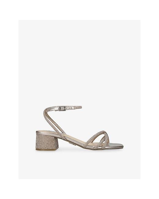 Steve Madden White Cerena Faux-Leather Block-Heel Sandals