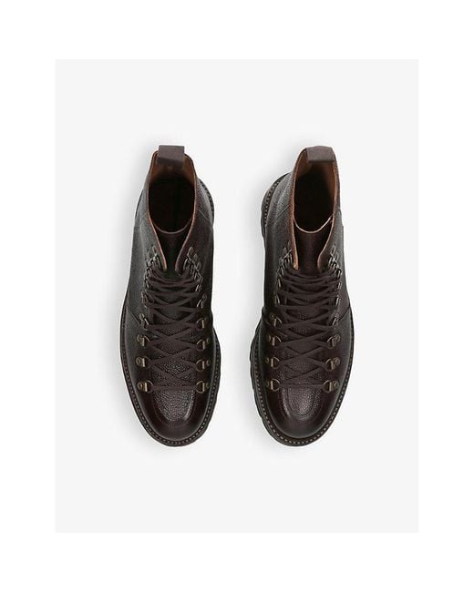 GRENSON Black Brady Lace-Up Flat Leather Ankle Boots for men