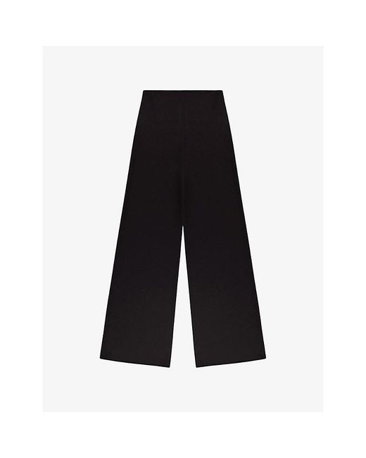 Ro&zo Black Wide-Leg High-Rise Satin Trousers