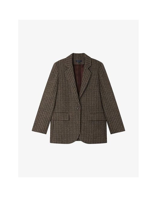 Soeur Brown Sevres Oversized Tweed Jacket