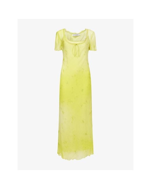 Rat & Boa Yellow Anessa Sheer Chiffon Midi Dress