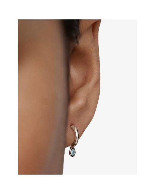 Monica Vinader White March Birthstone Sterling- And Aquamarine Huggie Earrings