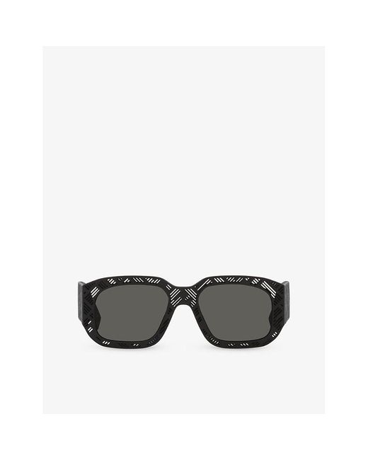 Fendi Black Fe40113i Shadow Rectangle-frame Acetate Sunglasses for men