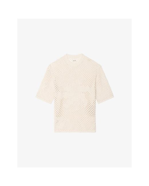 Zadig & Voltaire Natural Malyna Crochet Linen And Cotton Jumper