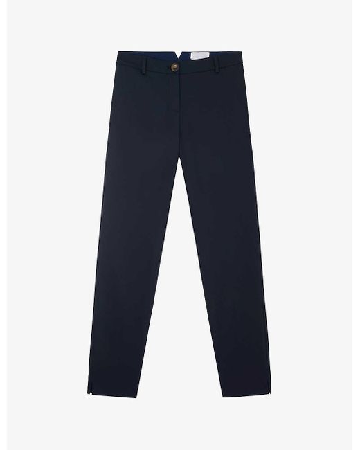 The White Company Blue Slim-leg High-rise Stretch Organic-cotton Trousers