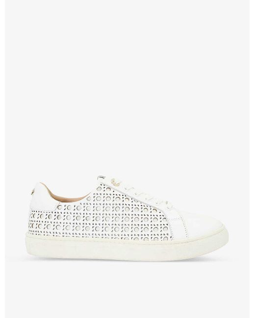 Dune Ease Laser-cut Low-top Faux-leather Low-top Trainers in White | Lyst