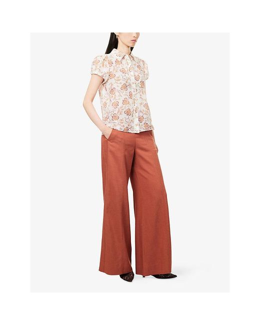 ME+EM Red Super Wide-Leg High-Rise Woven Trousers