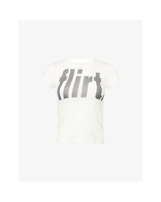 Peachy Den White The Amelia Flirt Cotton-Jersey T-Shirt