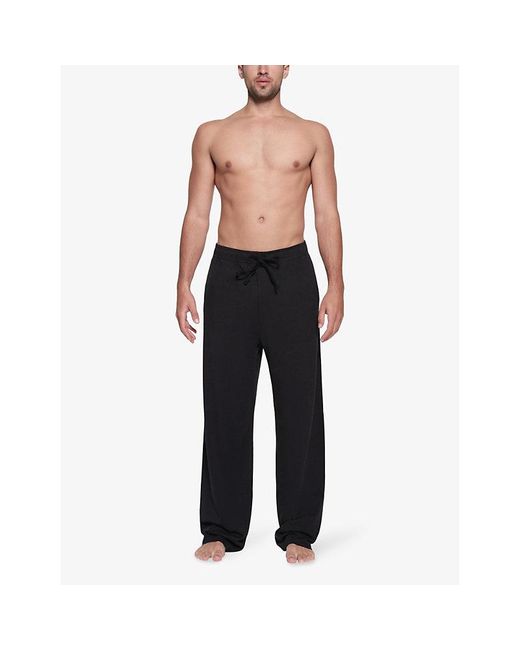 Skims Black Soft-Knit Lounge Straight-Leg Relaxed-Fit Cotton-Blend Jogging Bottoms for men