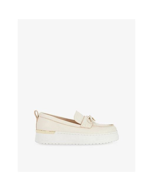 Dune White Glide Sport Leather Loafers