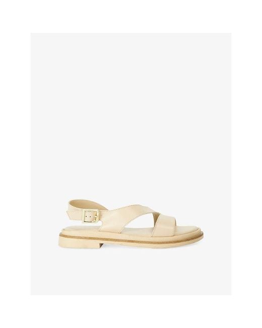 Dune Natural Larko Leather Sandals