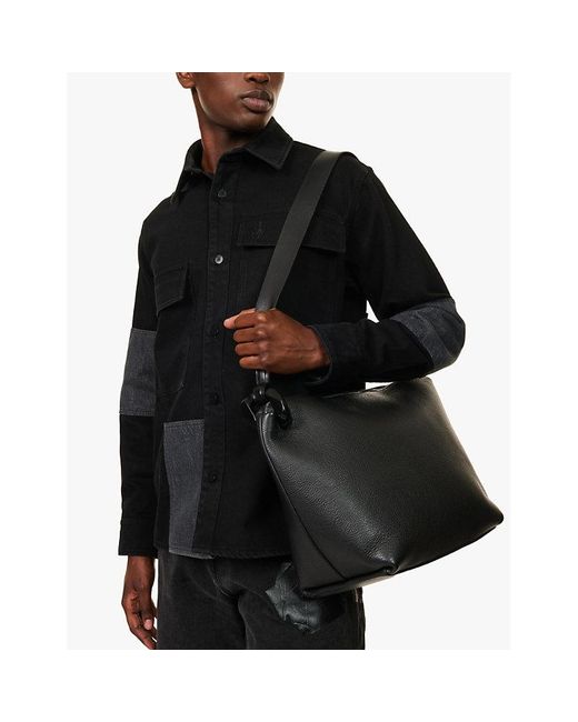 ショルダーバッグ JW ANDERSON Men Shoulder Bags AC0359FA0431999 Black JW Anderson Corner Branded Leather Shoulder Bag in Black for