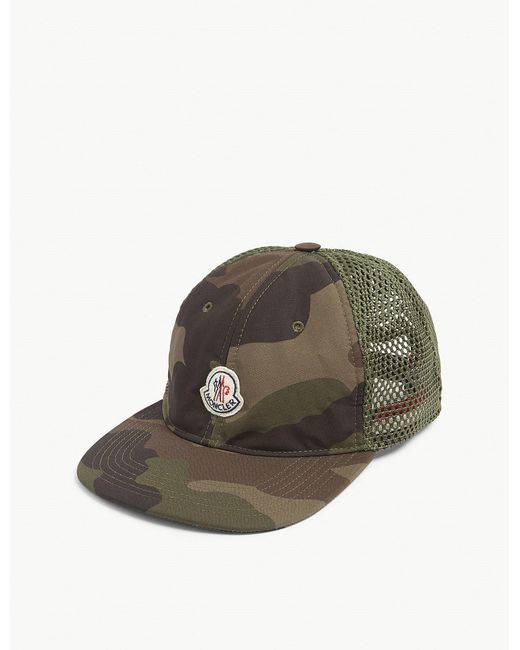 Moncler Green Logo Mesh Camouflage Baseball Cap for men