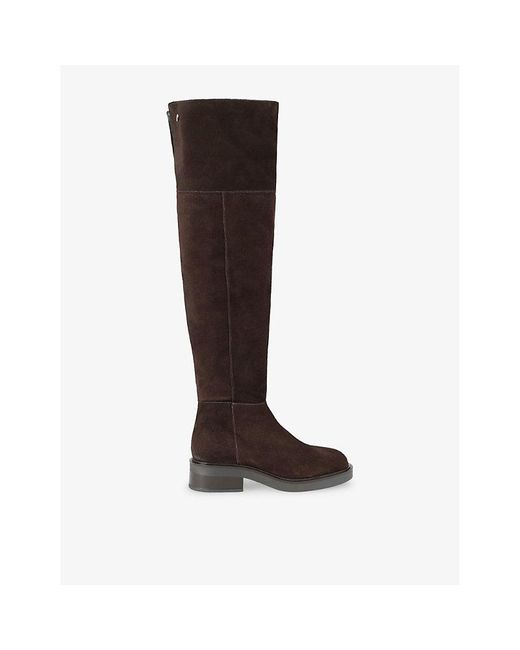Carvela Kurt Geiger Brown Napoli Suede Flat Over-The-Knee Boots
