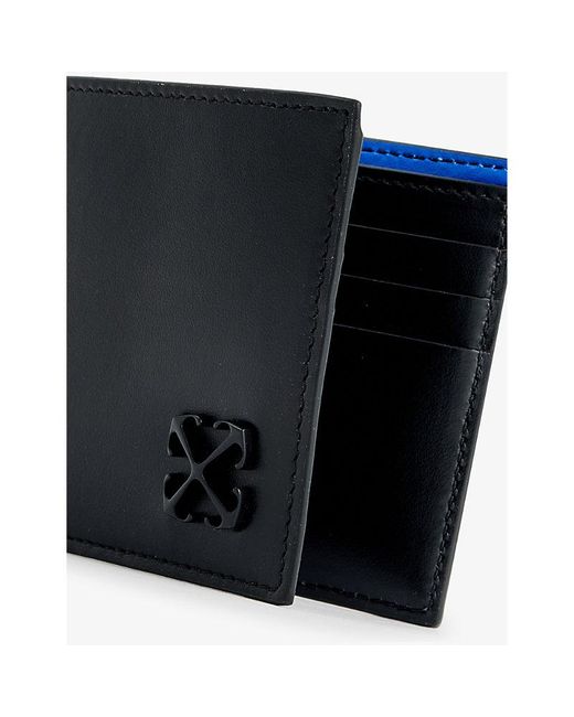 Jitney Printed Leather Card Holder in Black - Off White