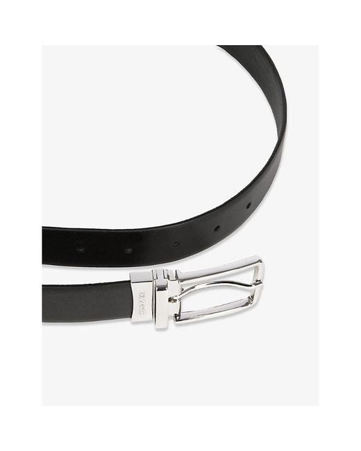 The Kooples Black Rectangular-Buckle Leather Belt for men