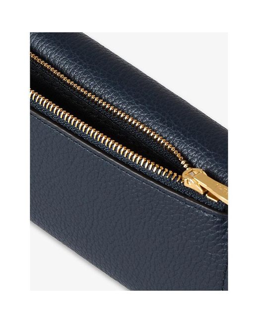 Mulberry Blue Folded Multi-Card Grained-Leather Wallet